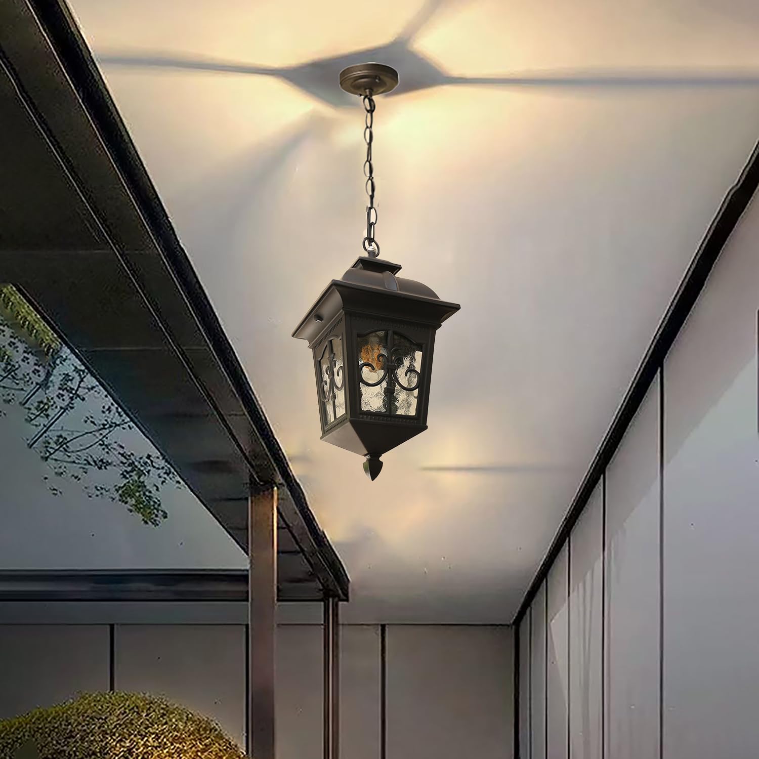 XINYASEE Lámpara colgante de exterior,Lámpara de Techo,Lámpara colgante de aluminio de un cabezal,Farol Colgante de Techo Exterior para Jardín Terraza Balcón,E27 (B)
