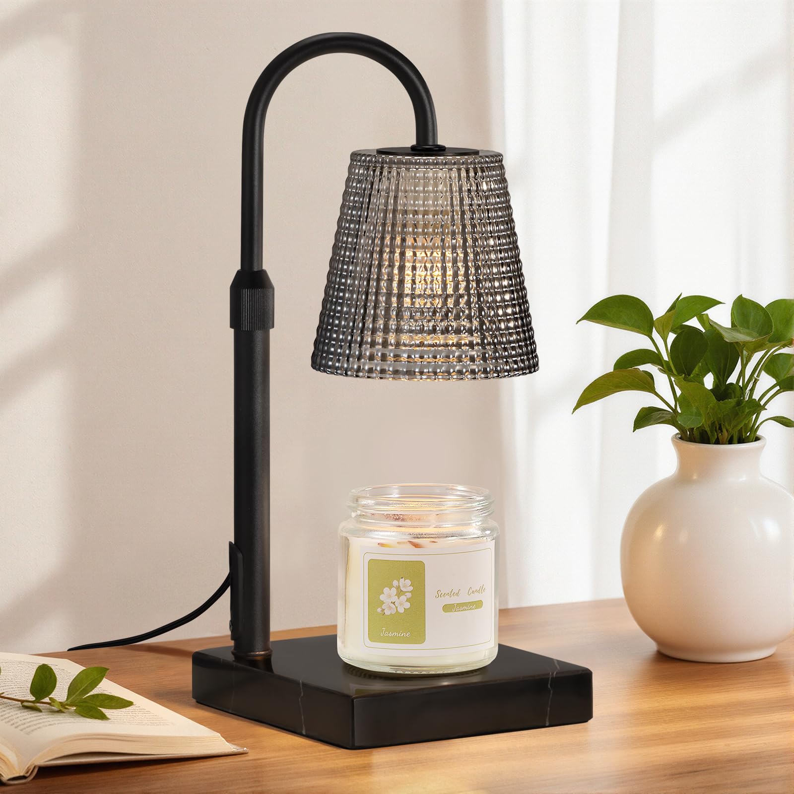 Hong-in Black Marble Candle Warmer Lamp, House Warming Gifts Kitchen Decor