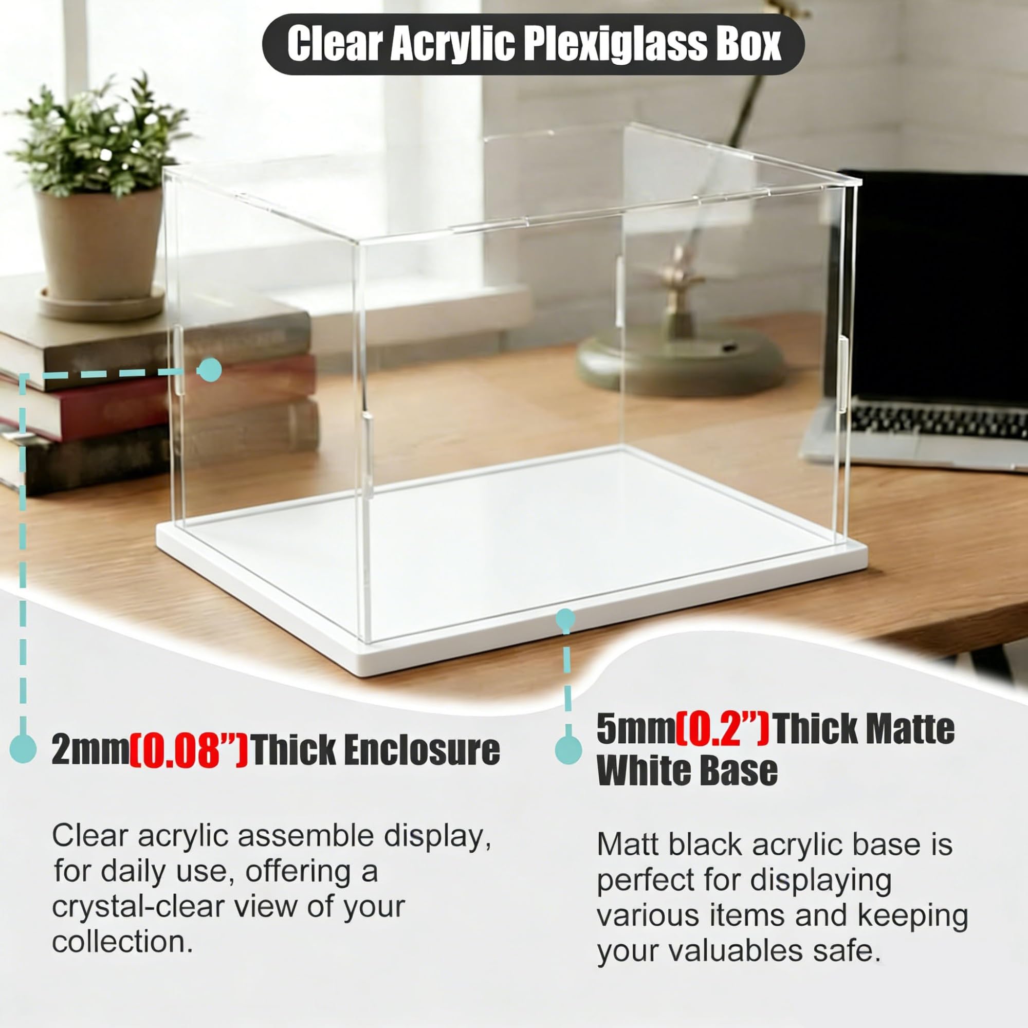 Caja metacrilato Transparente Caja Expositora De Acrílico Transparente Extra Grande De 60 Cm De Largo, Cubierta Antipolvo Apilable para Estudio