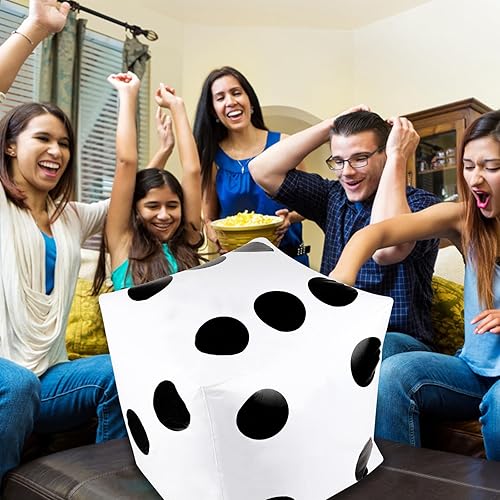 Miniatura 6 de CCINEE Dados inflables gigantes de 20 pulgadas, dados inflables gigantes blancos y negros para interiores y exteriores, juego amplio y decoración de