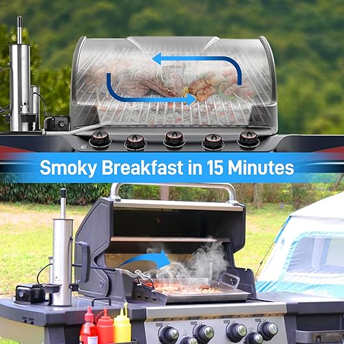 Miniatura 5 de Generador de humo para exteriores, ahumador eléctrico de acero inoxidable, tubo de humo para ahumador de pellets, fumadores calientesfríos con bomba
