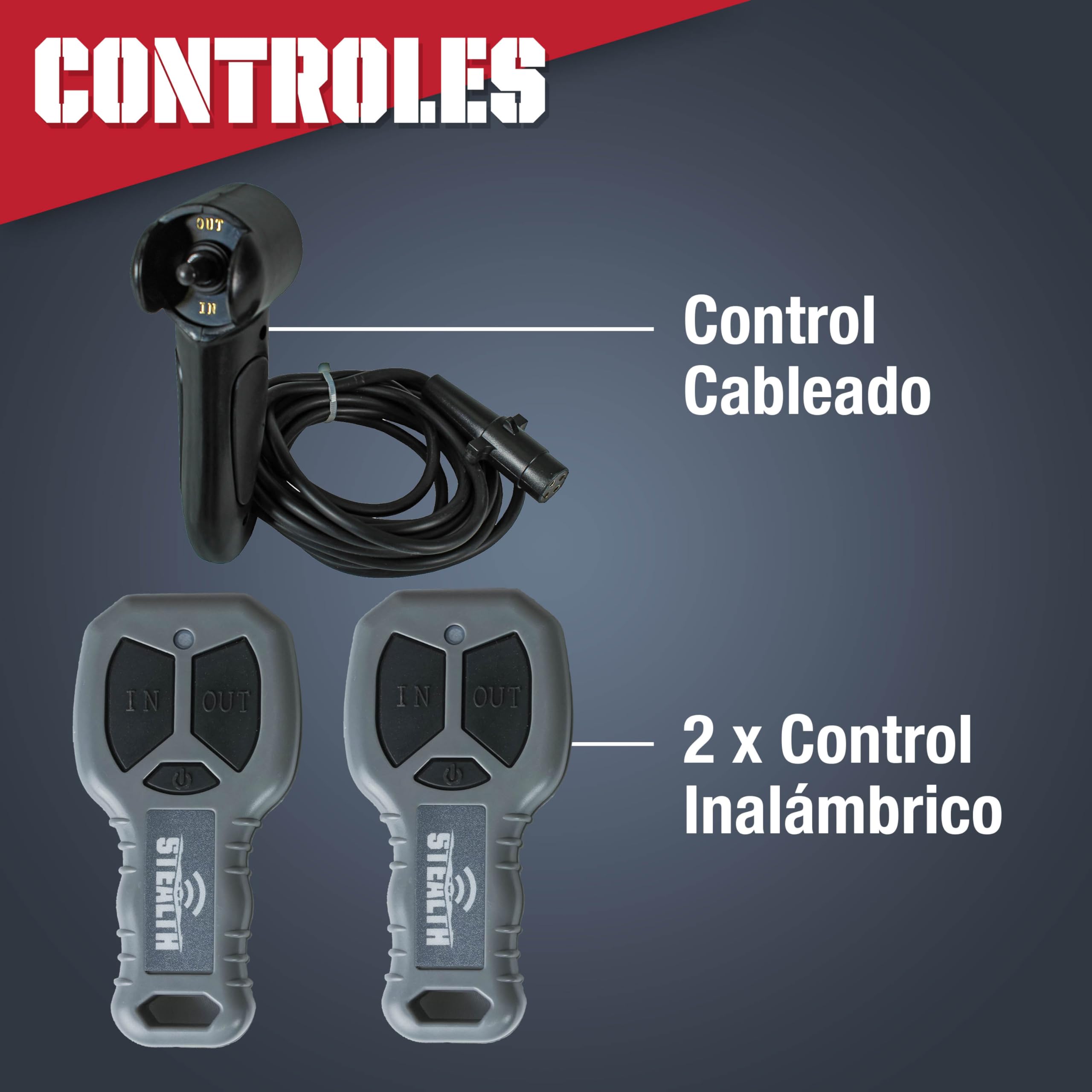 Stealth Winches V2 13500lb cabrestante eléctrico inalámbrico presupuesto de recuperación, de alta potencia del motor, solenoide pesado, 2 mandos a distancia inalámbricos, (12 voltios - Cable de acero)