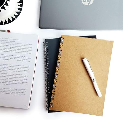 Miniatura 6 de Cuaderno de espiral, cuaderno encuadernado con alambre, cuaderno de papel grueso, 60 hojas, 10 x 7 pulgadas, paquete de 2 (caqui, línea)