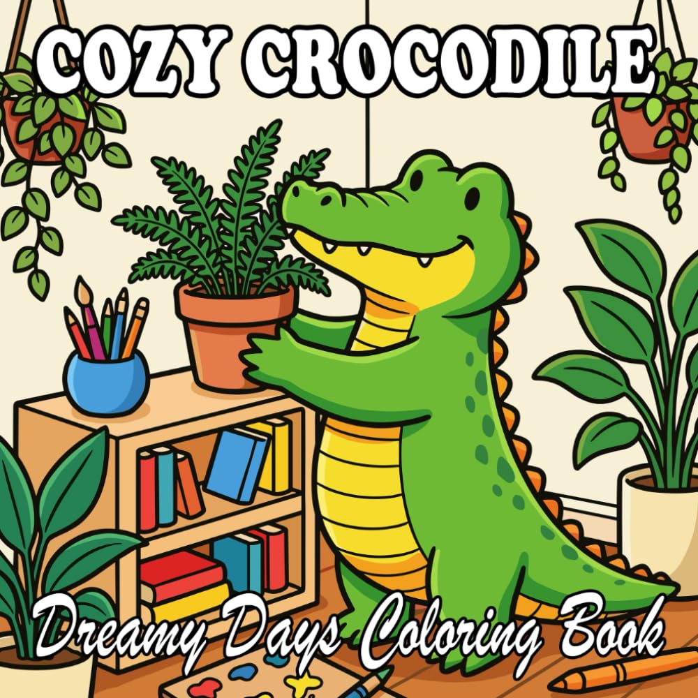 Crocodile Coloring Book: Cute & Relaxing Crocodile Scenes for Kids and Adults