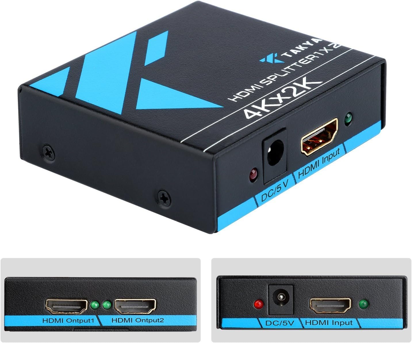 HDMI Splitter 1x2, HDMI Splitter Box Dual Monitor for Full HD 1080P, up to 4K/2K and 3D Resolution(One Singal Input To Two Singals Output)