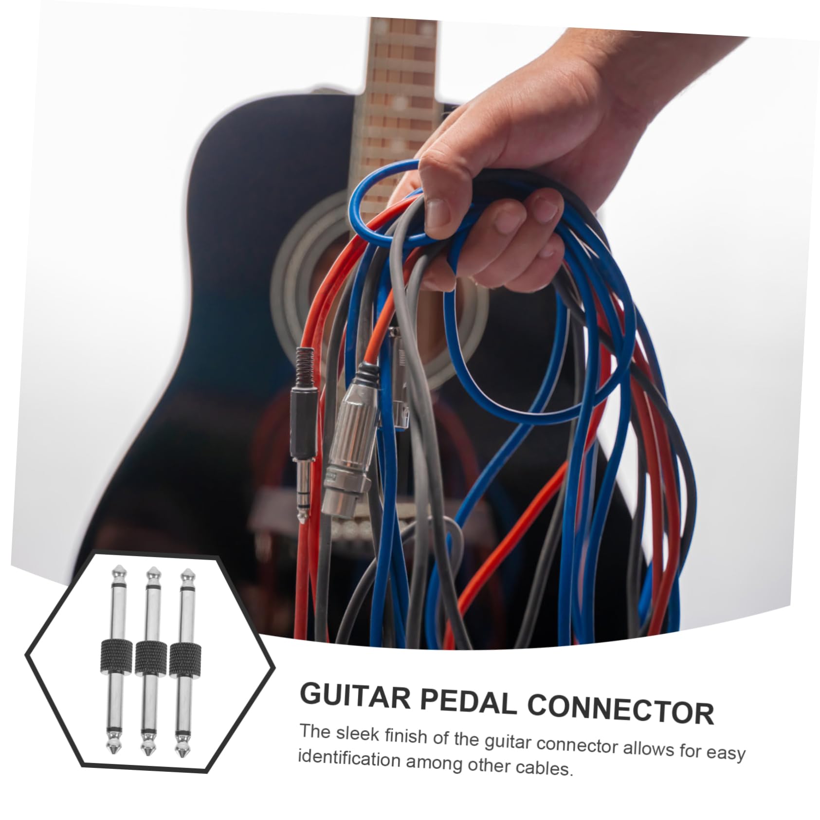 BESTonZON Effect Pedal Connectors Guitar Pedal Patch Cable 3pcs Straight Adapter Easy to Use Noise