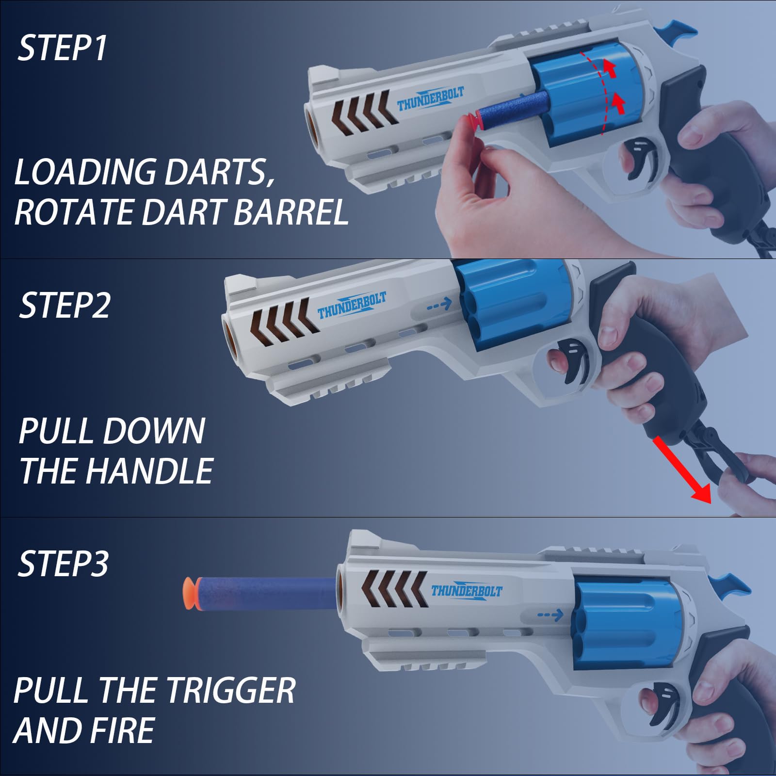 Lot de 2 blasters en mousse pour enfants, 2 blasters et 40 fléchettes, jouets d'extérieur pour garçons et filles à partir de 8 ans, jeu de tir avec tambour de 8 coups