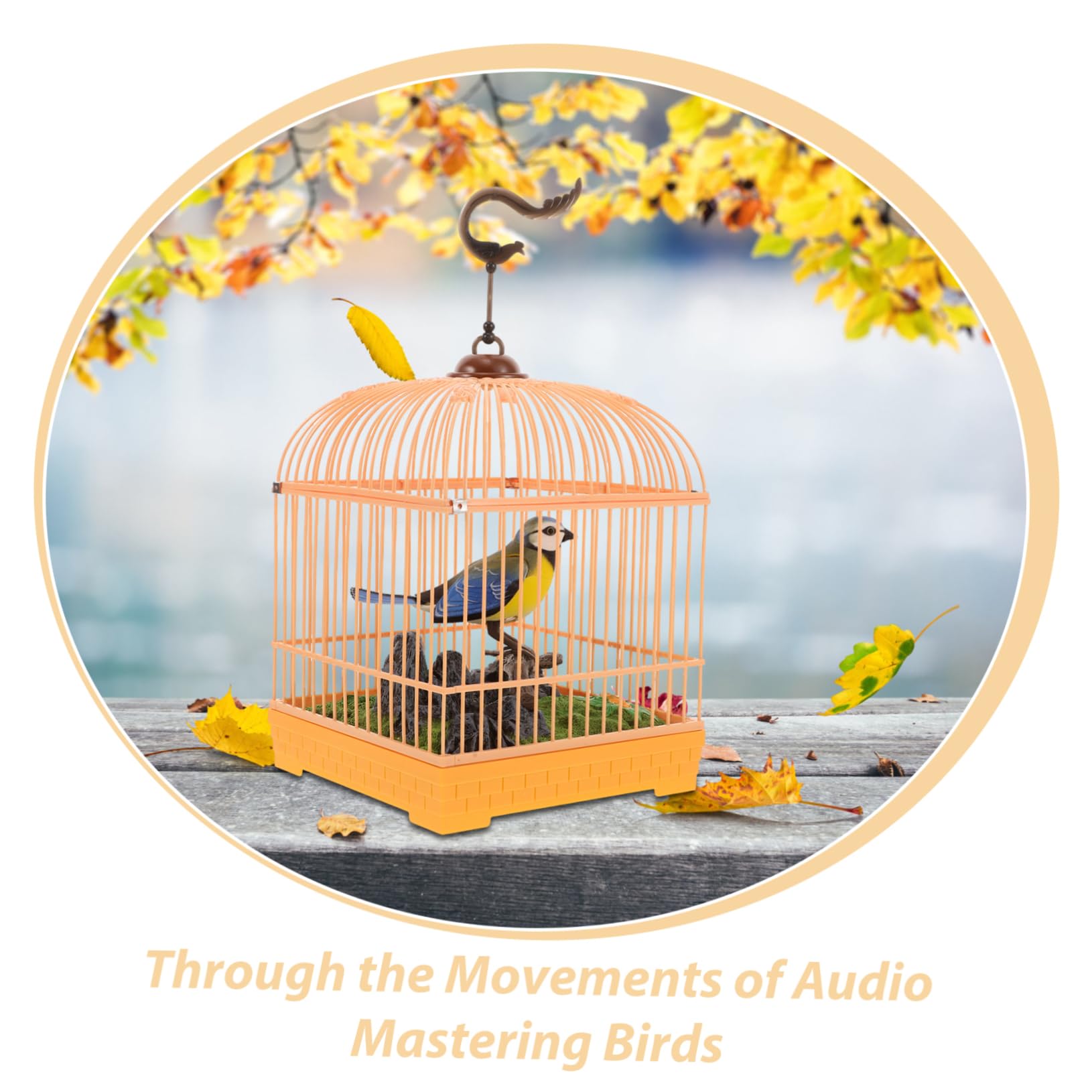 ifundom Juguete de Pájaro Jaula Activado por Sonido Diseño Realista y Portátil Pájaro Cantando y Chirriando Entretenimiento