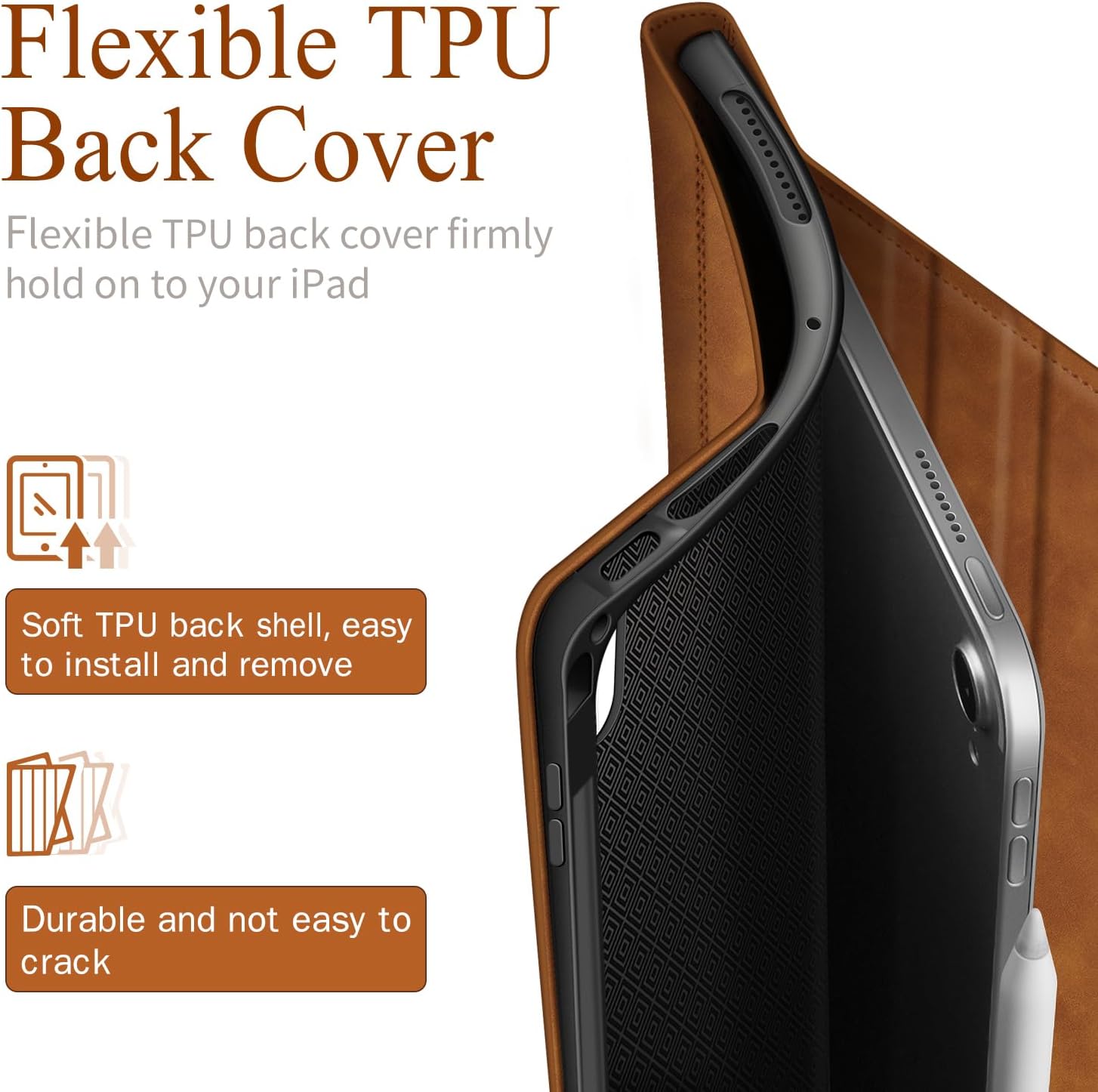Antbox Case for iPad Air 11-inch M4/M3/M2 (2026/2025/2024), iPad Air 5th/4th Generation 10.9'' Vegan Leather with Pencil Holder Typing Angle Auto Sleep/Wake Muti-Stand image 3