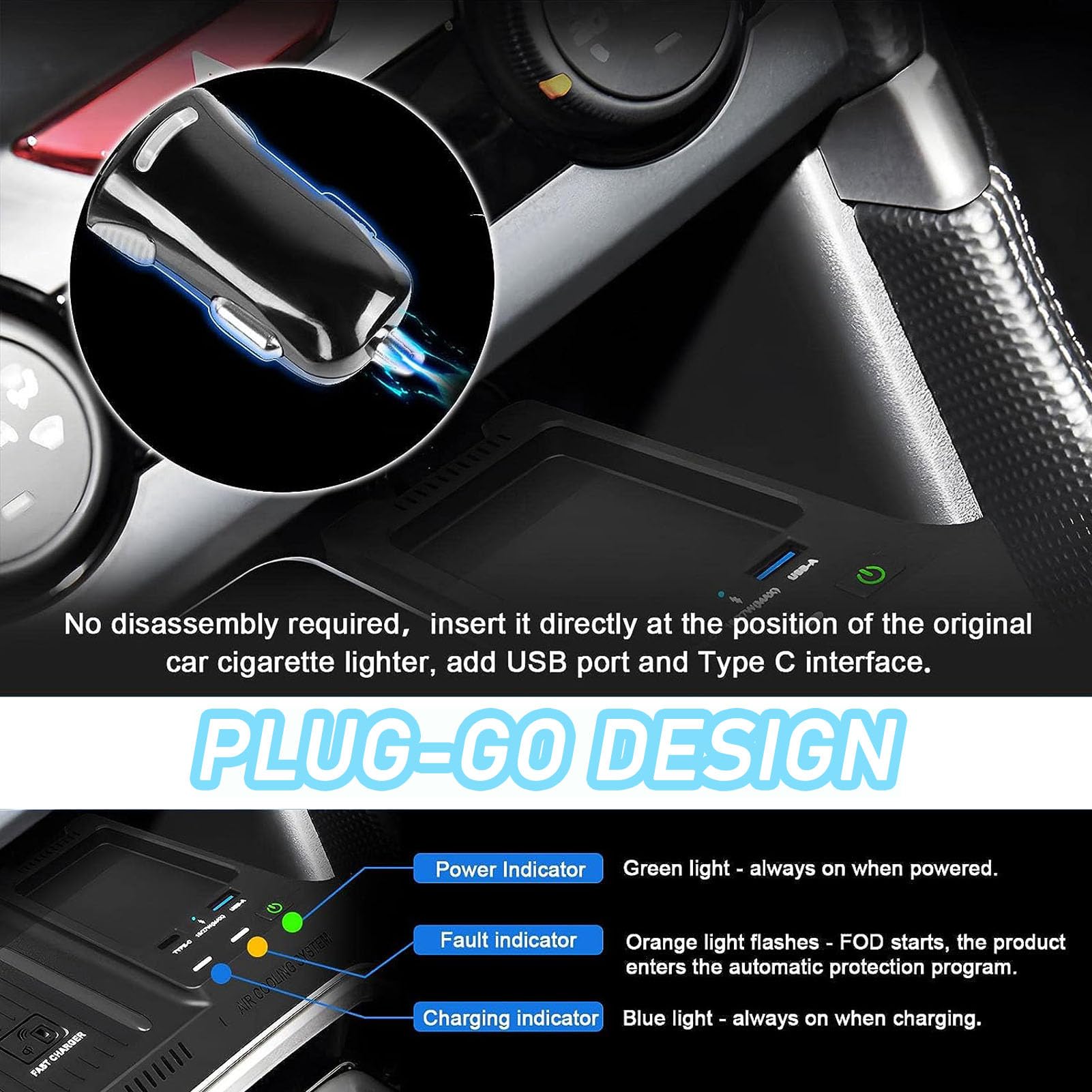 CenNa Caricabatteria per Auto Wireless per Subaru Forester (2019 2020 2021 2022 2023) Accessorio per Tutti I Modelli con Ricarica Rapida Wireless E USB Qc3.0 da 15 W Regalo per La Famiglia