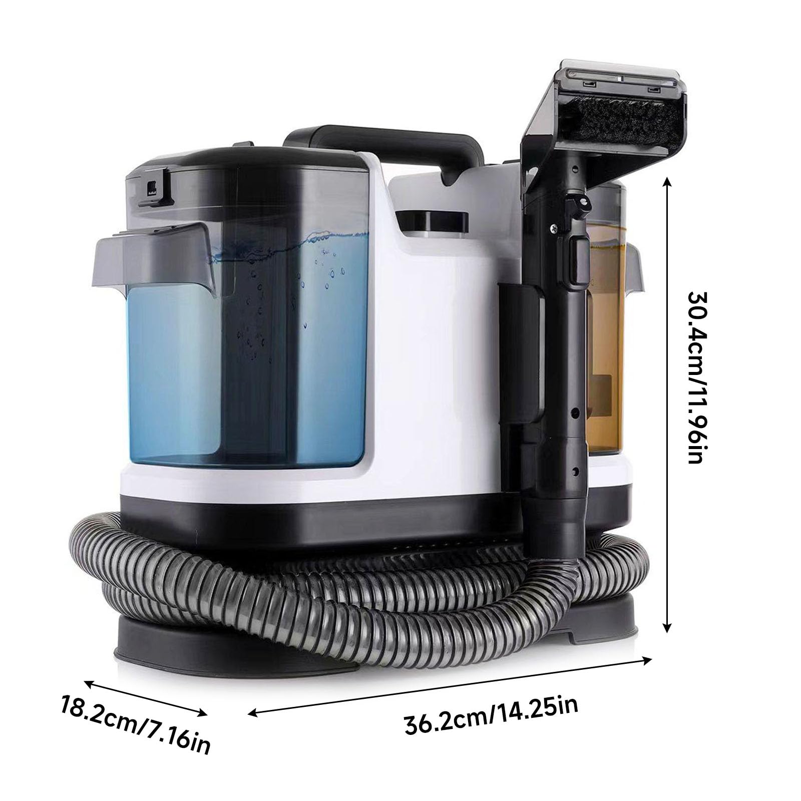 Limpiador de Tapicerias 500W 12,5 KPa, Aspiradora de Agua Tapiceria con Gran Depósito Extraíble de 1,8L de Agua Limpia y 0,8L de Agua Residual, Maquina Limpiar Tapicerias Coche Sofa Carpet (Negro)
