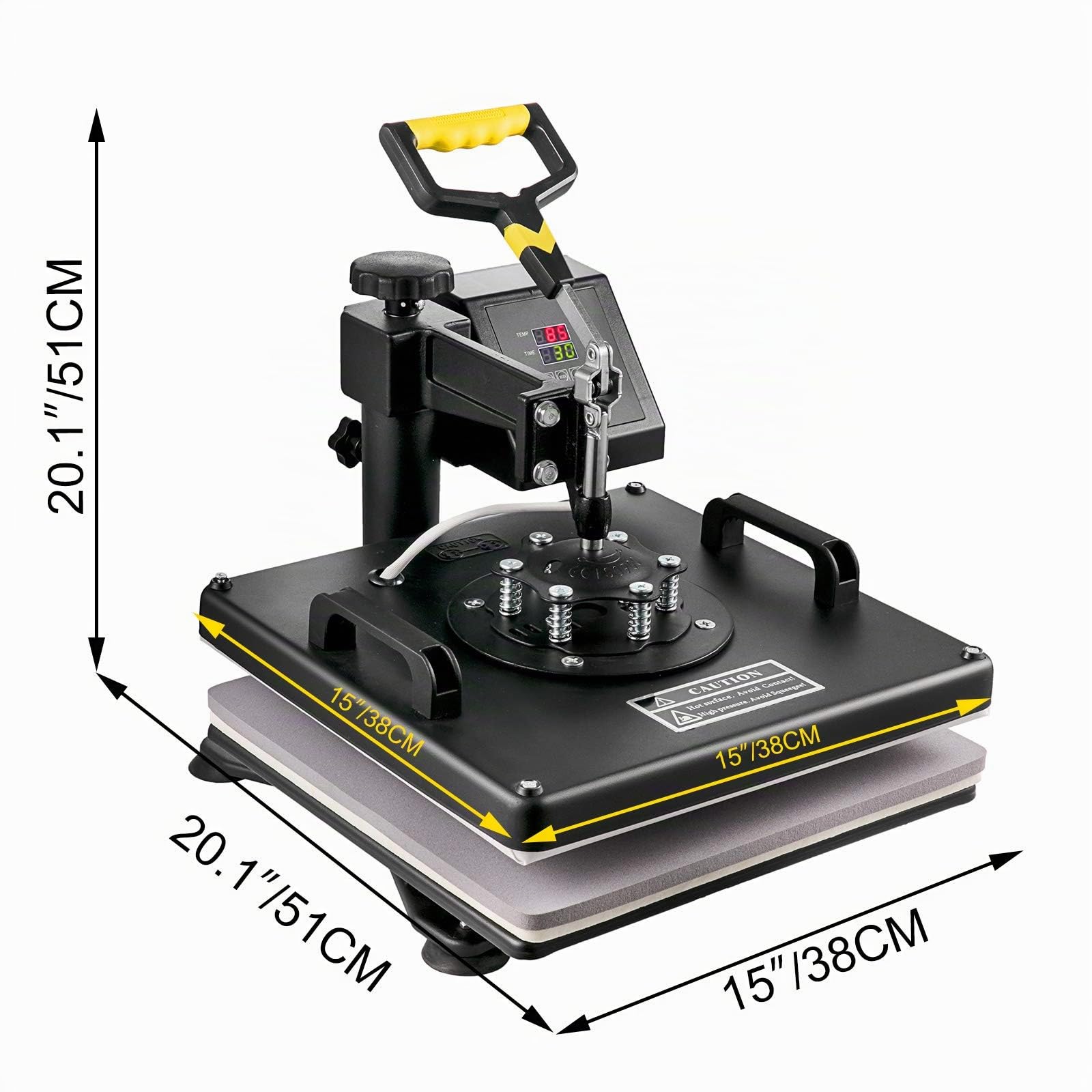 VEVOR Presse à Chaud 8 en 1 Presse de la Chaleur 38x 38cm Machine de Sublimation Textile Heat Press Pivotant à 360 Degrés pour t-Shirts/Tasse/Chapeau/Assiette/Casquette