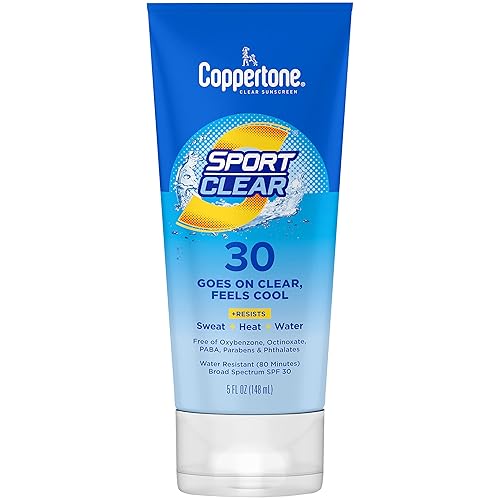 Coppertone SPORT Loción de protección solar transparente SPF 30, protector solar resistente al agua, protector solar SPF 30 de amplio espectro, tubo