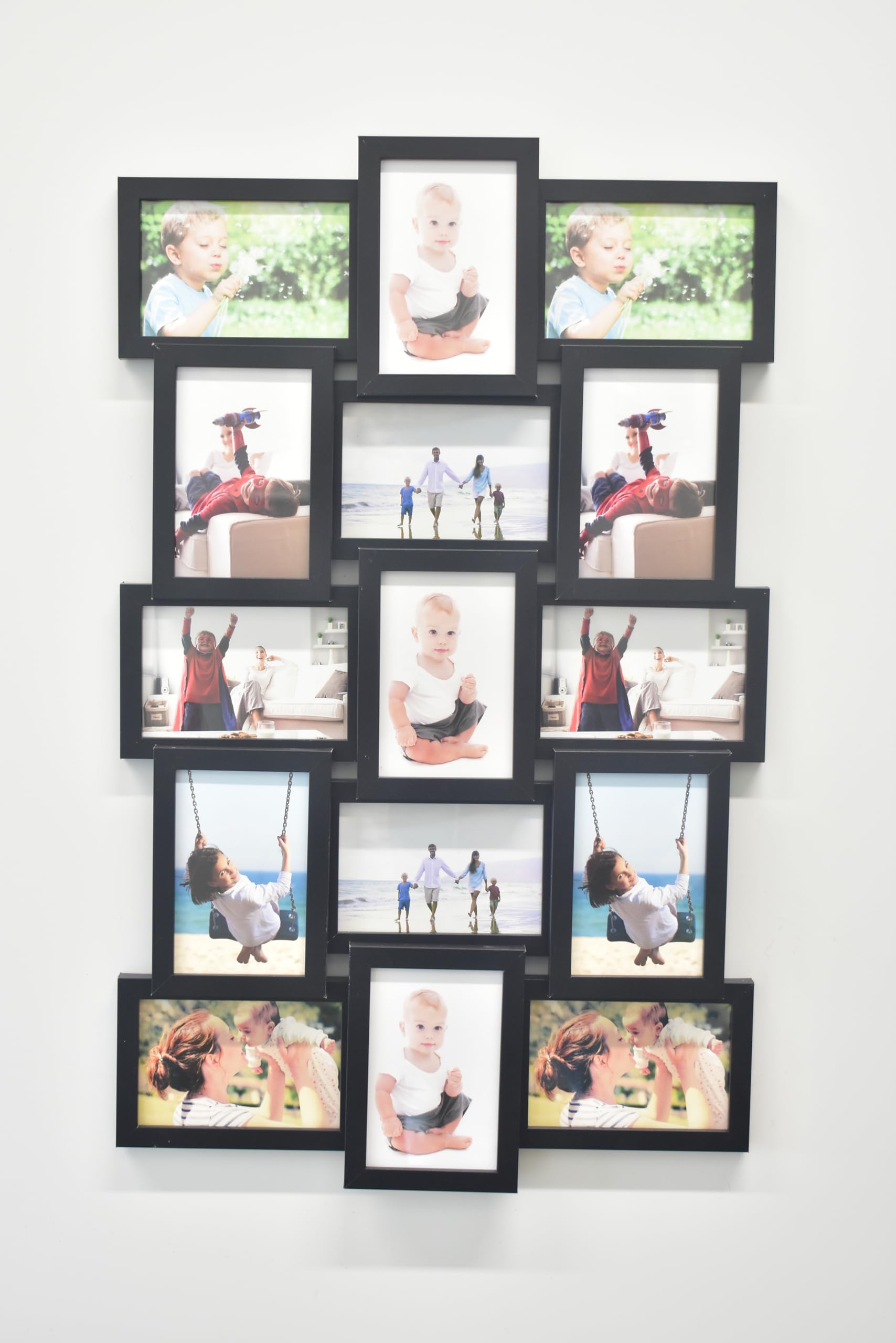 Biznest Black 15 Picture Multi Aperture Photo Frame For 15 Photos Holds 6X4 Home Decoration, Living Room, Bedroom Room, Eye-Catching Design (Black)