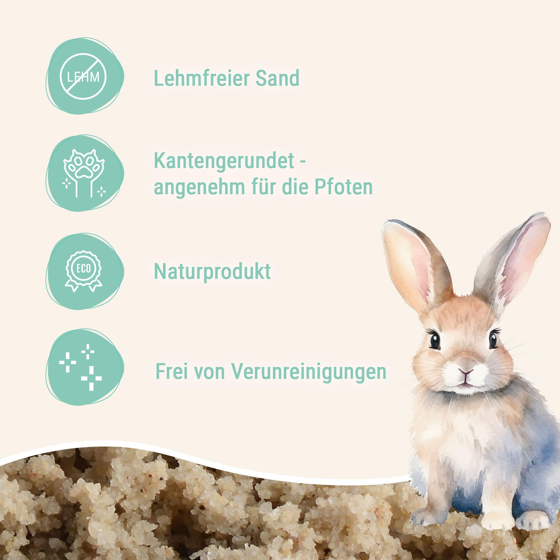 Schicker Mineral Kaninchen Buddelsand 25 kg, für Kaninchen & Hasen, kantengerundet für Sensible Pfoten, Naturprodukt aus Deutschland, lehmfrei, frei von Verunreinigungen & chemischen Zusätzen