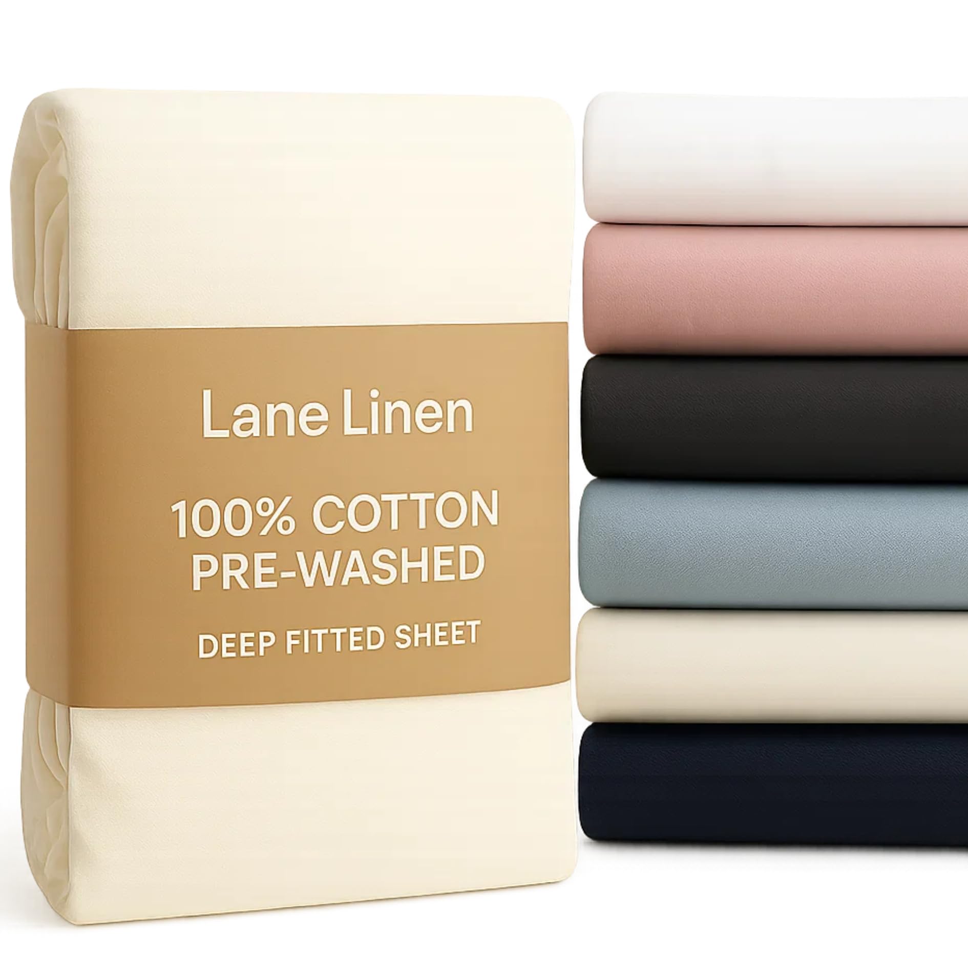 Double Size Fitted Sheet – 100% Cotton Percale – Soft, Pre-Washed & Easy Care – Deep Fit 38cm – Hotel Style Bottom Sheet – Long-Lasting Comfort – Ivory