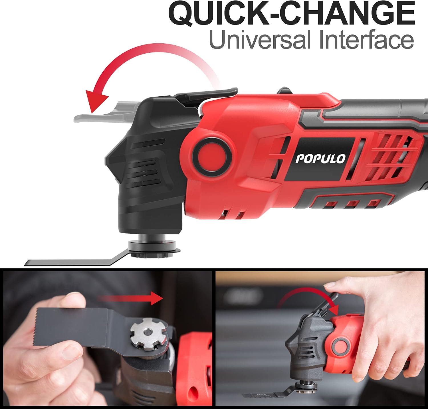 POPULO 20V Cordless Oscillating Tool Kits, 22000 OPM Variable Speed, 4.5° Oscillating Angle Multi Tool, 27 Piece Battery Powered Multi-Tool for Cutting Wood, Drywall, Nails, Scraping, and Sanding