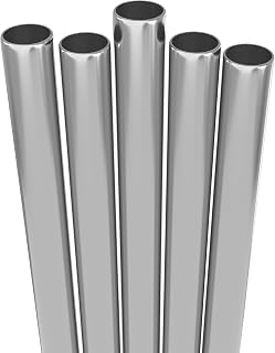 5 Boba Straws Stainless Steel + Cleaning Brush. 10.23" Long Extra Wide Metal Straws Reusable Fat Thick Large Jumbo for Smoothies, Bubble Tea. Dishwasher Safe Hard Drinking Straws. SILVER