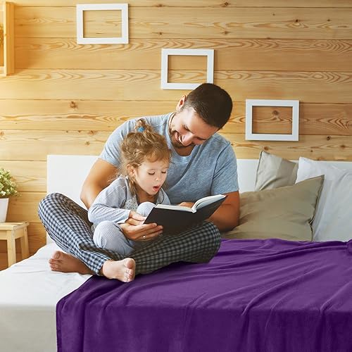 Miniatura 5 de Preboun 6 mantas de franela de 50 x 60 pulgadas, 285 GSM, manta de microfibra de forro polar cálido para todas las estaciones, manta suave para