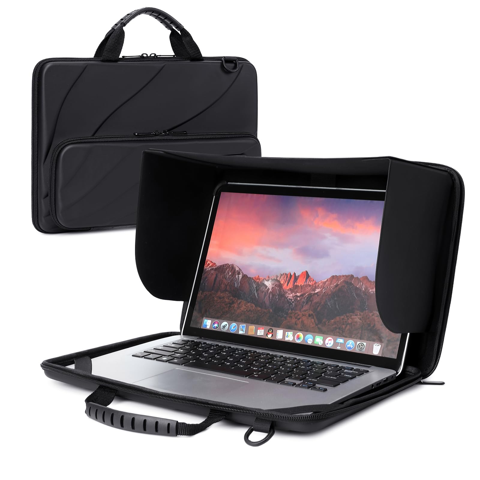 BUG 13-14 Inch Laptop Sun Shade, Chromebook Protective Sleeve Case Shoulder Bag withSun Hood Foldable Portable Shield Cover for Working Outside, Computer Hard Shell Case