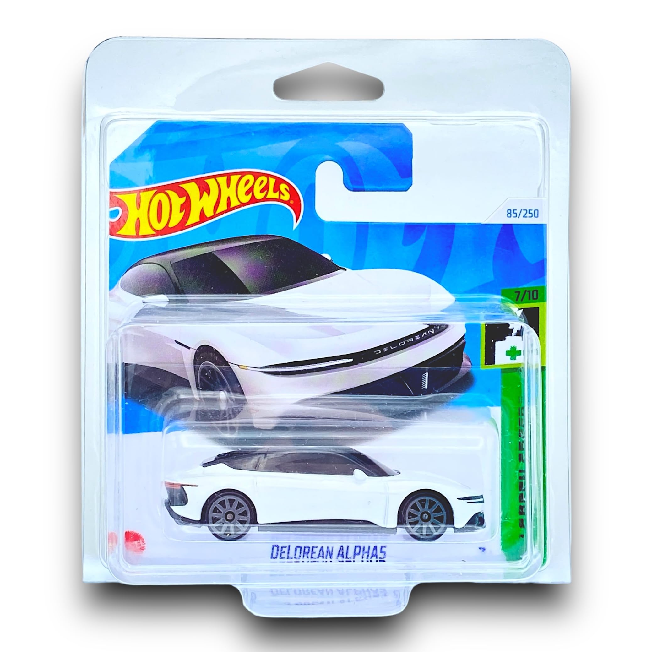 Hot Wheels DeLorean Alpha5 (White & Black) 7/10 HW Green Speed, 2024-85/250 (Short Card)