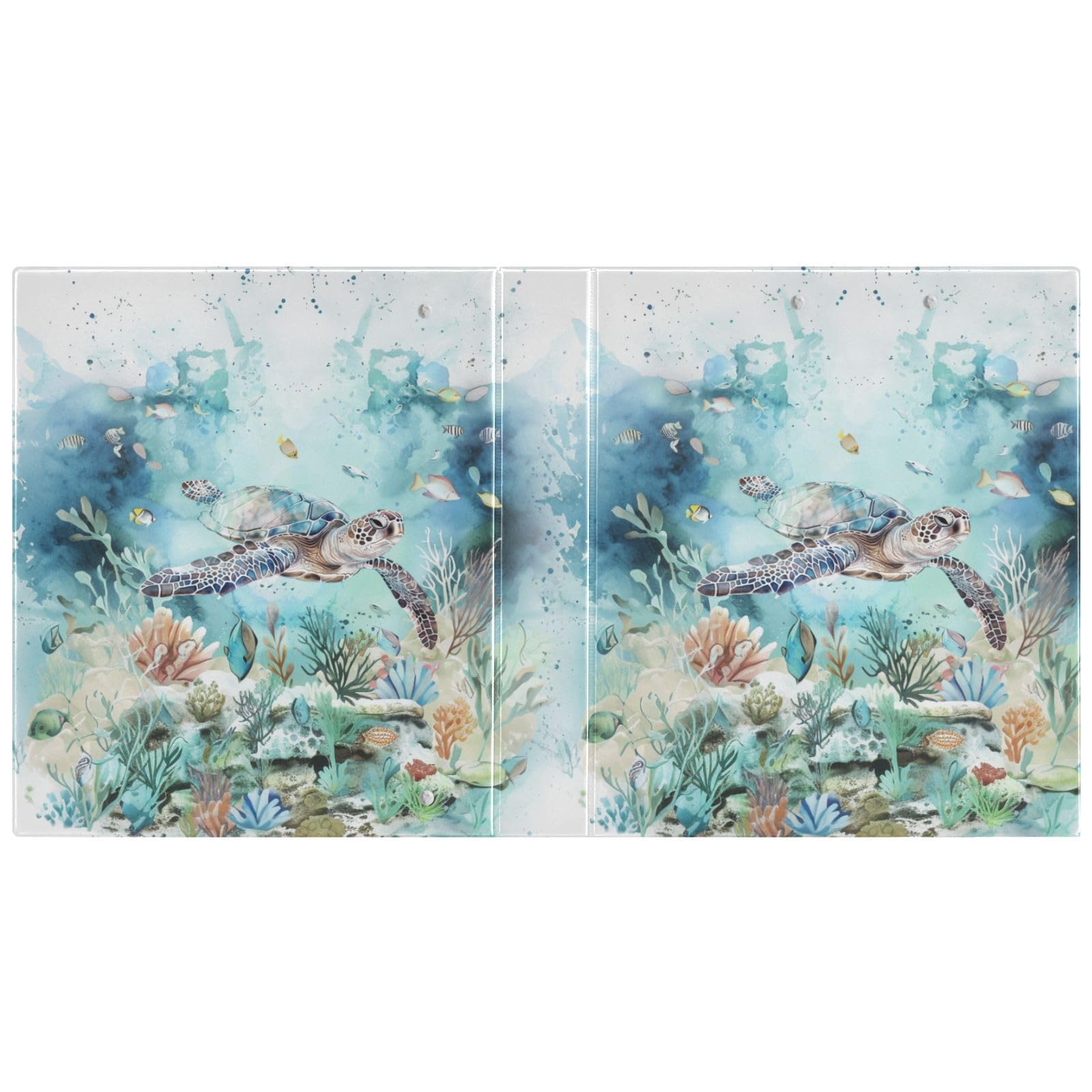 Turtle Undersea Marine Life - Raccoglitore a 3 anelli con 3 anelli, 3,8 cm, con portablocco e 3 tasche trasparenti, contiene 200 fogli di carta formato A4, impermeabile, per scuola, casa e ufficio
