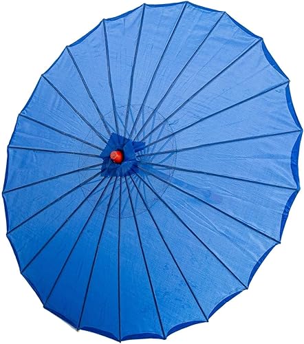 Miniatura 2 de THY COLLECTIBLES Sombrilla china japonesa de 33 pulgadas para bodas, fotografías, disfraces, cosplay, decoración y otros eventos, color liso (azul)