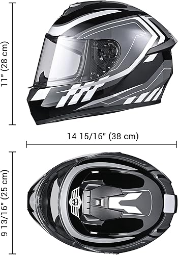 Miniatura 7 de AHR Casco de motocicleta de cara completa ligero para bicicleta de calle, Touring Racing Run-F3 aprobado por DOT, S-XXL