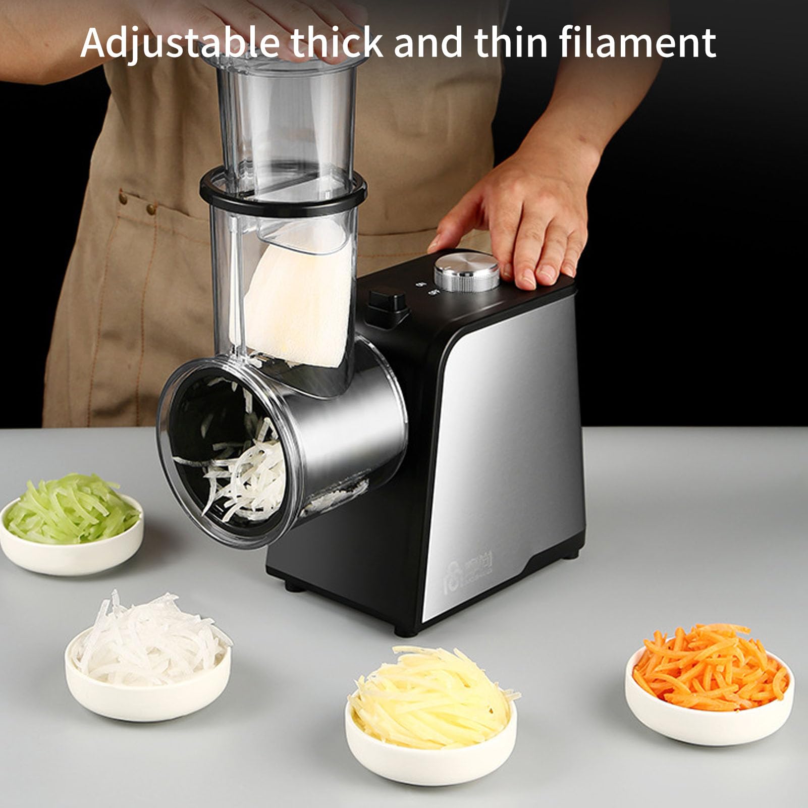 Cutter de Légumes électriquement, 7 en 1 Disque de Fromage électrique 180 Tr/Min Slicer de Légumes avec 7 Lames, 400 W Disque Légume Multifonctionnel pour Fromage (Prise UE)