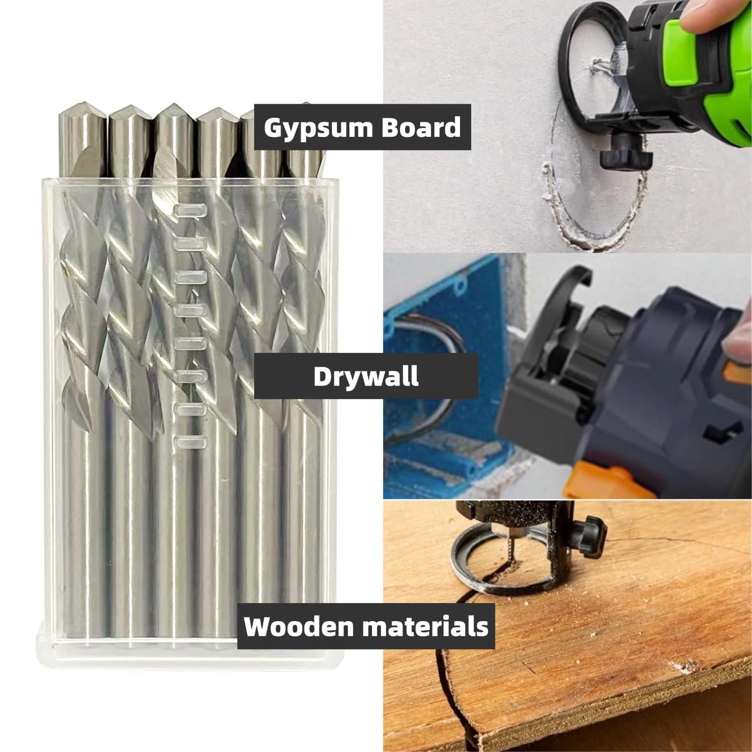 12 Pieces 1/4 Inch Drywall Cutting Tools Guide Point Cutting Bits,HSS65(M2) Materials Drill Bits, Cutting Drywall, Used for with Spiral Saw and Power Tools