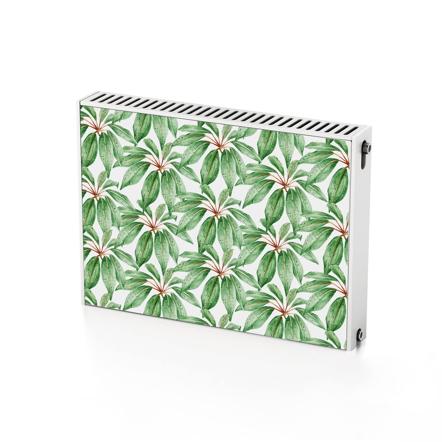 Cache-radiateur aimanté feuilles vertes 80x60 cm pour masquer un chauffage abîmé