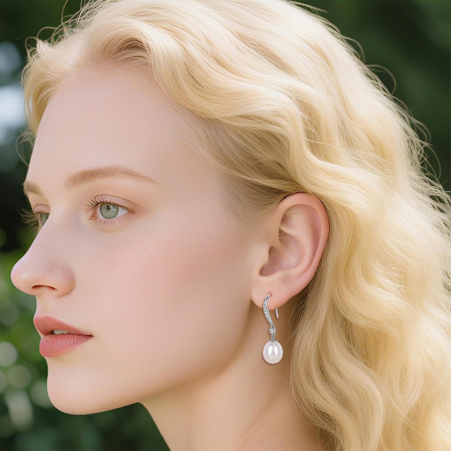 Handpicked Dangle Stud White Pearl Earrings Sterling Silver AAAAA+ Freshwater Cultured Pearl Earrings Hypoallergenic with Gift Box Wedding Jewelry for Women, Brides, Bridesmaids of The Bride - Image 2