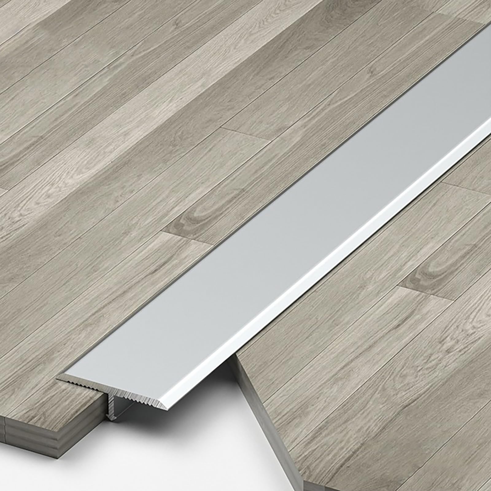 Raouoae 3-Pack Aluminum T-Shaped Floor Transition Strips For Door Edges - 90cm Uneven Floor Covers & Gap Fillers - Perfect For Seamless Flooring & Home Renovation(Silber,Breite: 6mm)