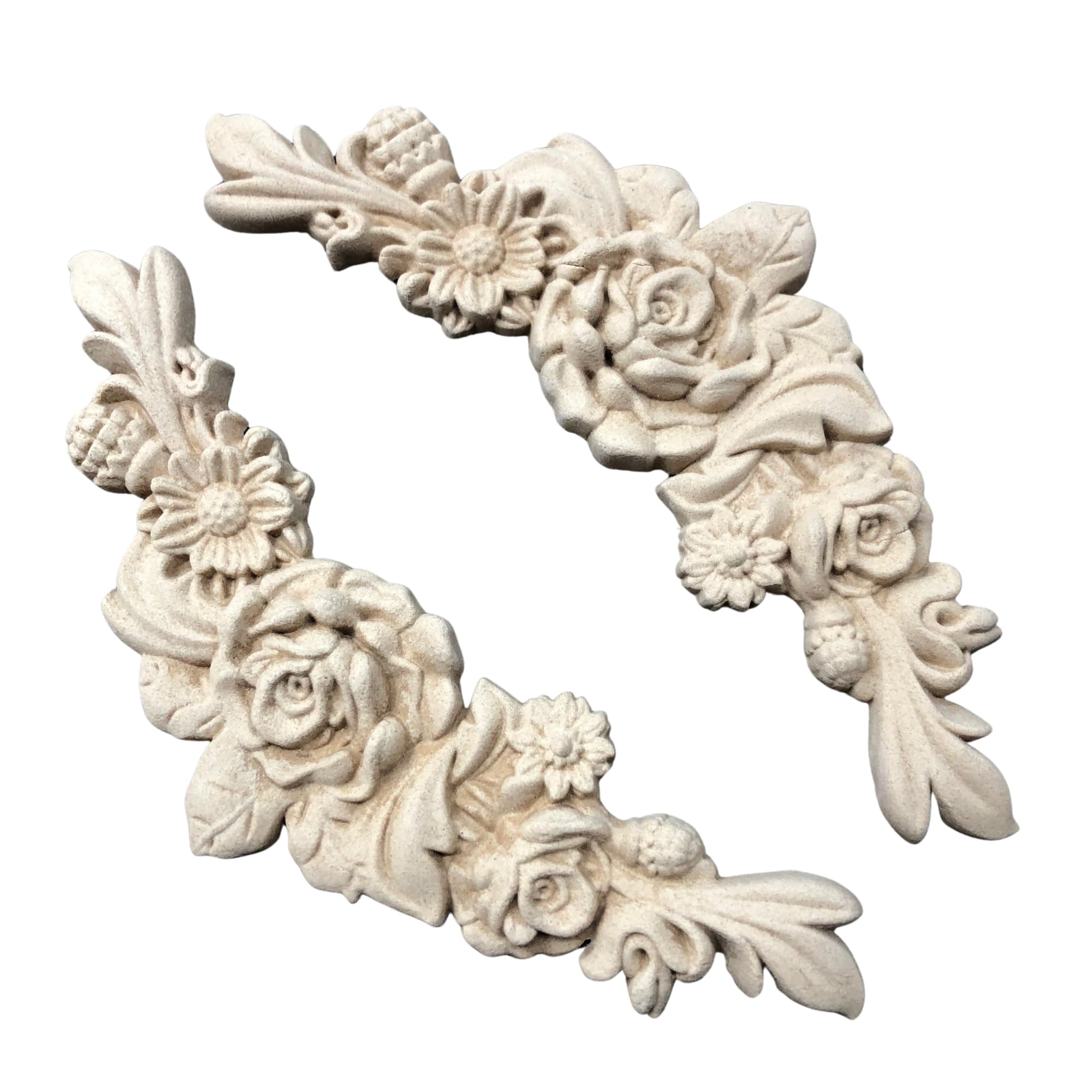 WoodUbend WUB0349 - Set di ghirlande di fiori applique, in legno pieghevoli e flessibili, 6 x 17,7 cm, fai da te, mobili e decorazioni per la casa, facili da applicare e dipingere, decalcomanie