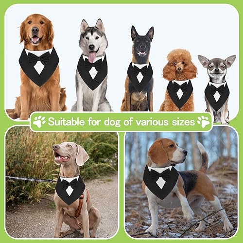 Miniatura 4 de YASUOA Esmoquin formal para perro, esmoquin ajustable blanco y negro para perro con corbata de lazo negro para perro mediano y grande, elegante