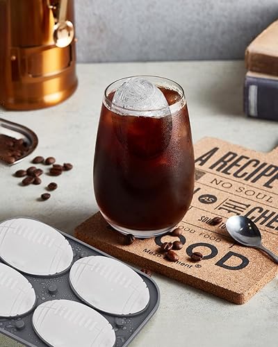 Miniatura 6 de Moldes grandes para cubitos de hielo, bandeja de hielo de silicona con tapa para fanáticos del baloncesto, fútbol y rugby, molde redondo para