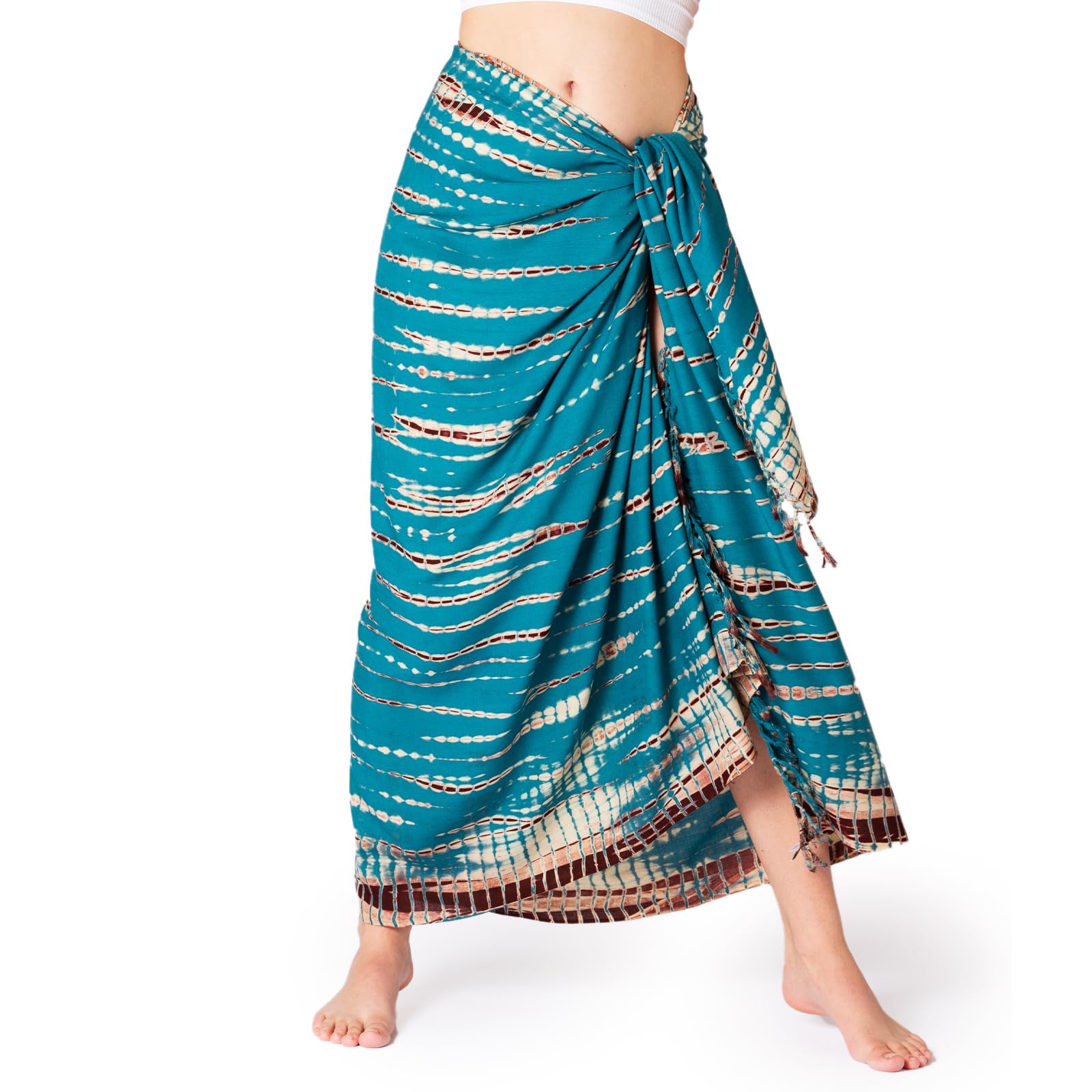 Panasiam Unisex Petrol Beige Sarong Tiedye Style, 190X116cm