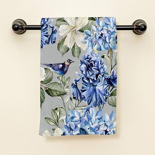 Miniatura 2 de HGOD DESIGNS Toallas de mano florales de primavera con plantas de primavera, hortensias, hibisco, iris, hoja de pájaro, toalla de mano suave para