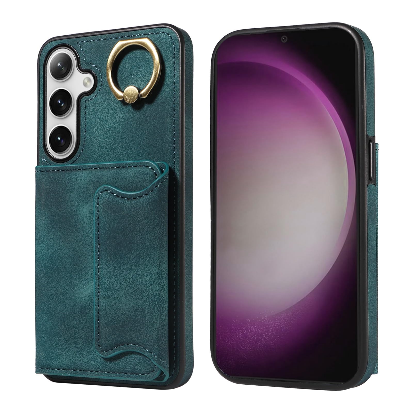 Étui portefeuille Samsung S24 Plus résistant aux chocs pour éviter les rayures d'écran vert - 8