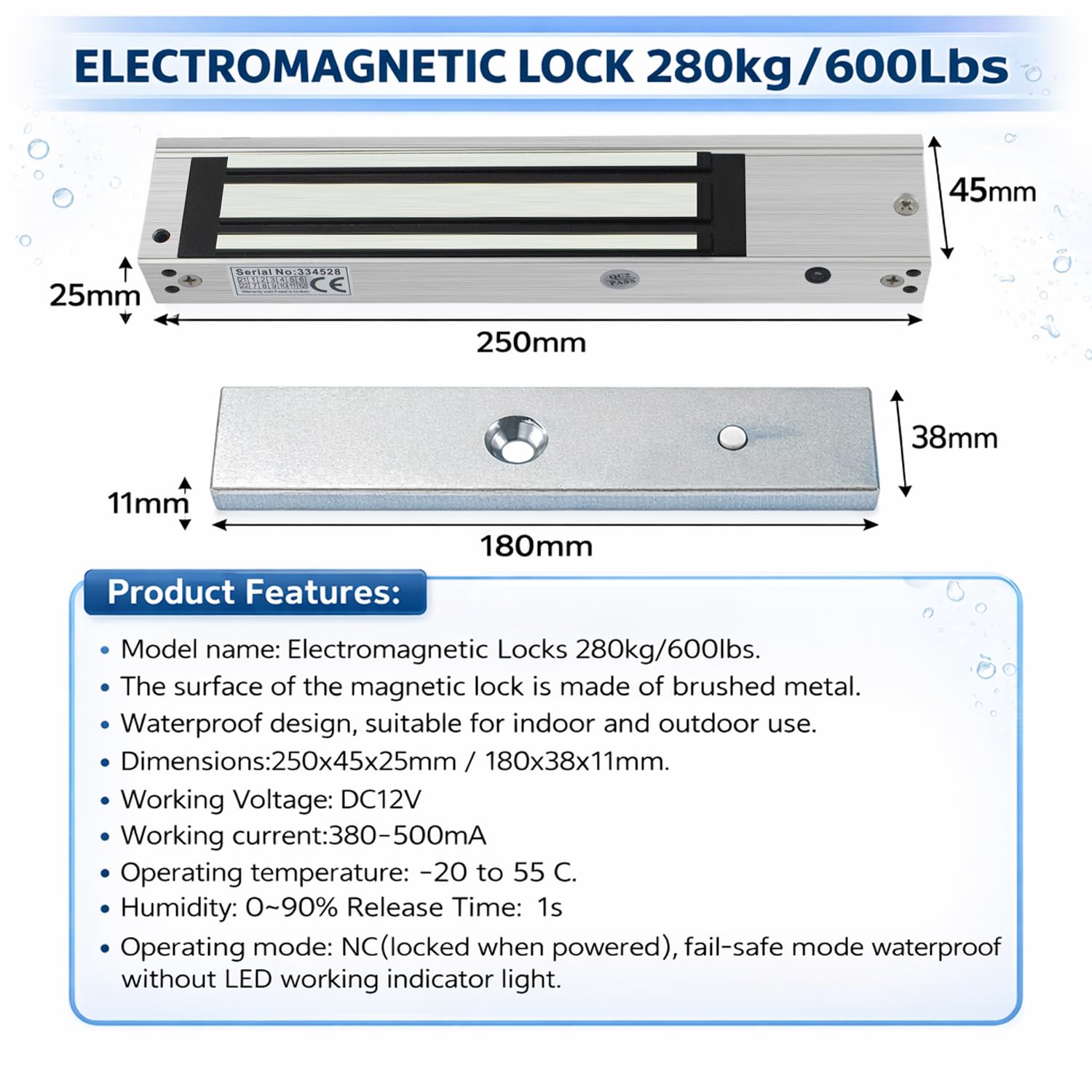 TUYA WLAN Zutrittskontrollsystem Set mit Codeschloss & RFID – IP68 Metall-Tastatur, 125kHz, App-Steuerung, DC12V/3A Netzteil, 280KG Magnetschloss NC, Exit-Taste, 10 RFID Tag für Haus, Büro, Garage