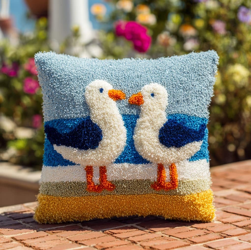 Axiangzik Seagull Diy Latch Hook Cushion Kit For Adults,