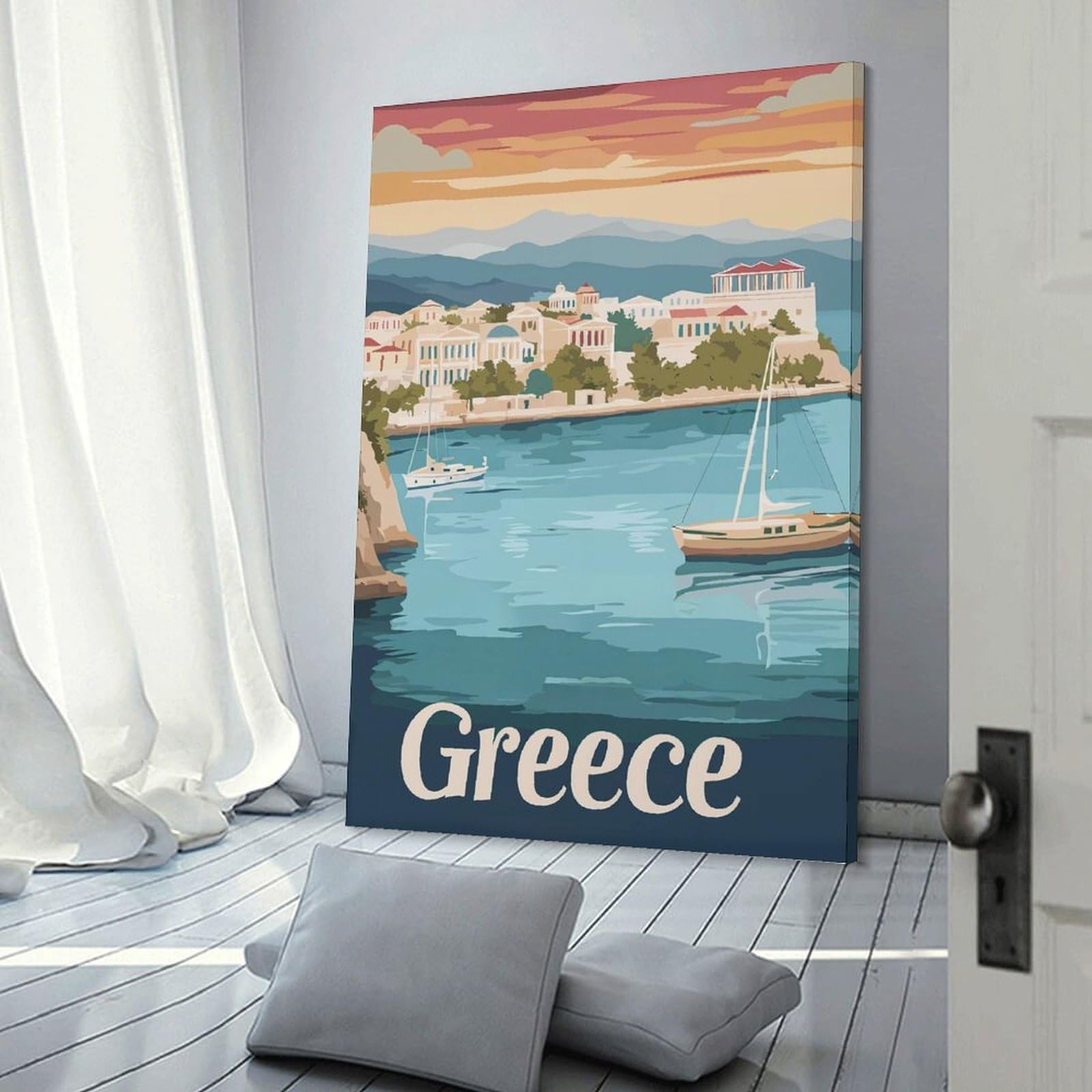 Junmoney Wall Art Print Greece Travel (7), 08x12inch(20x30cm), for Contemporary Homes, Apartments Or Offices, An Easy Choice for New Home Styling