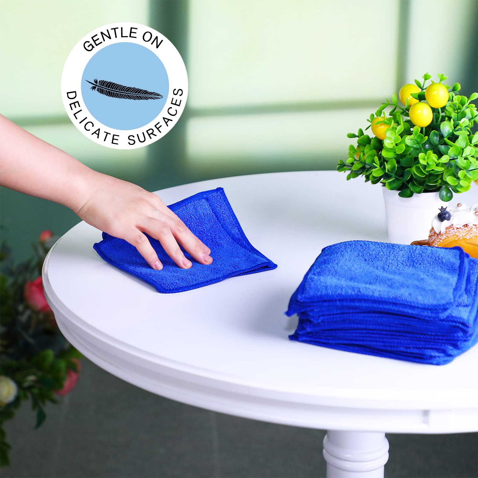 Tanlade Panno per la pulizia a secco, panno per la pulizia, strofinacci da cucina in microfibra per lavaggio auto (15,2 x 15,2 cm, blu, 50 pezzi)