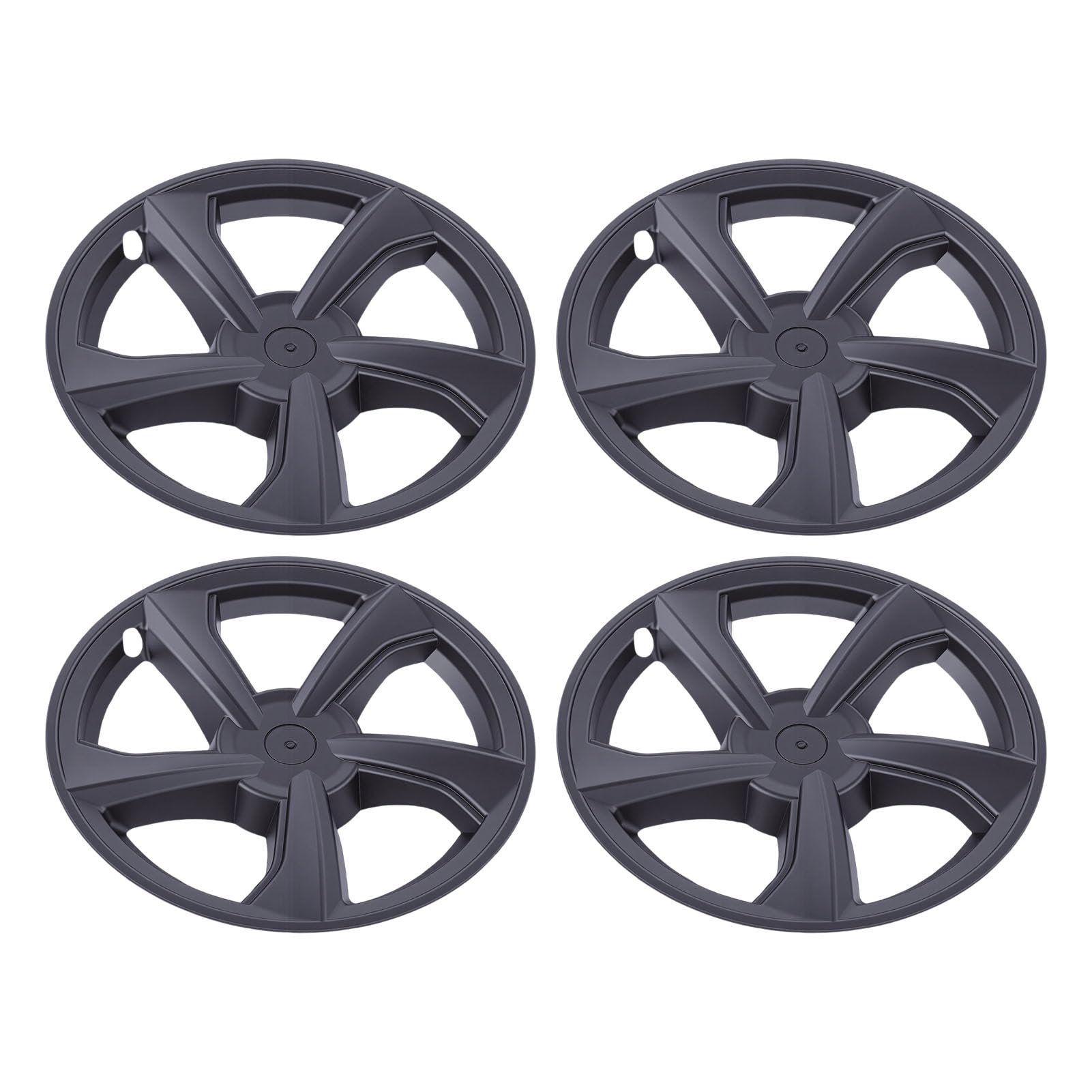 4PCS 19 pollici Coprimozzo Copricerchi di ricambio a scatto per modello Y Juniper 2025 2026 Elegante resistente plastica ABS Nero Spirale Design aerodinamico