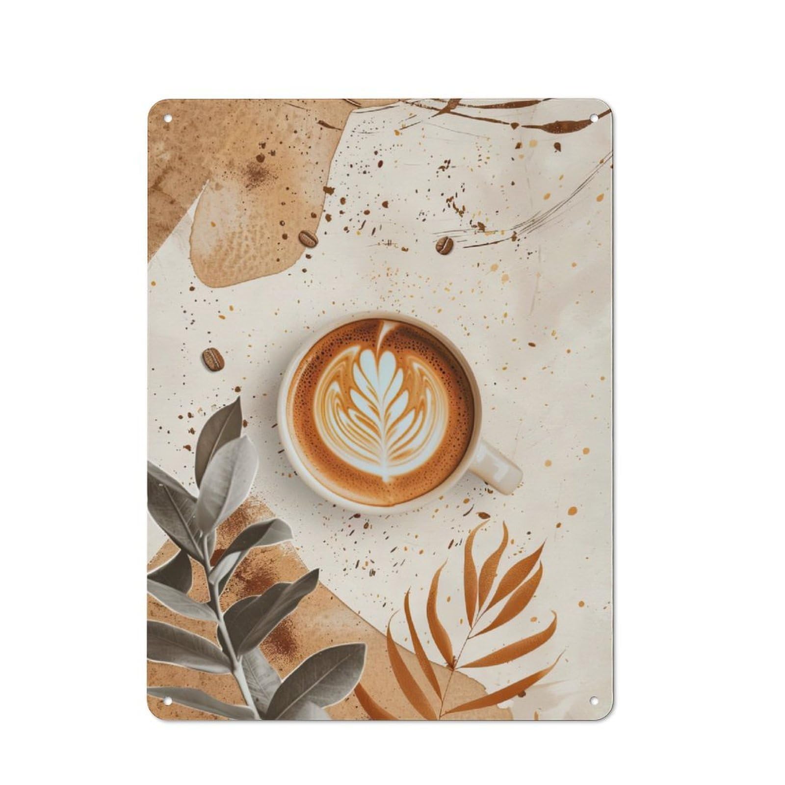 Junmoney Latte Art Metal Plaque 40X30cm With For Hallway Wall, Retro Decor, For Wall Display Collectors