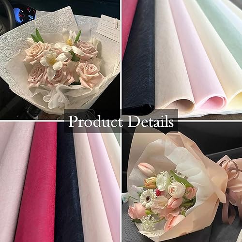 Miniatura 2 de LLBWKC 20 hojas de papeles para envolver flores, papel de algodón coreano para envolver flores, papel floral no tejido para envolver, papeles