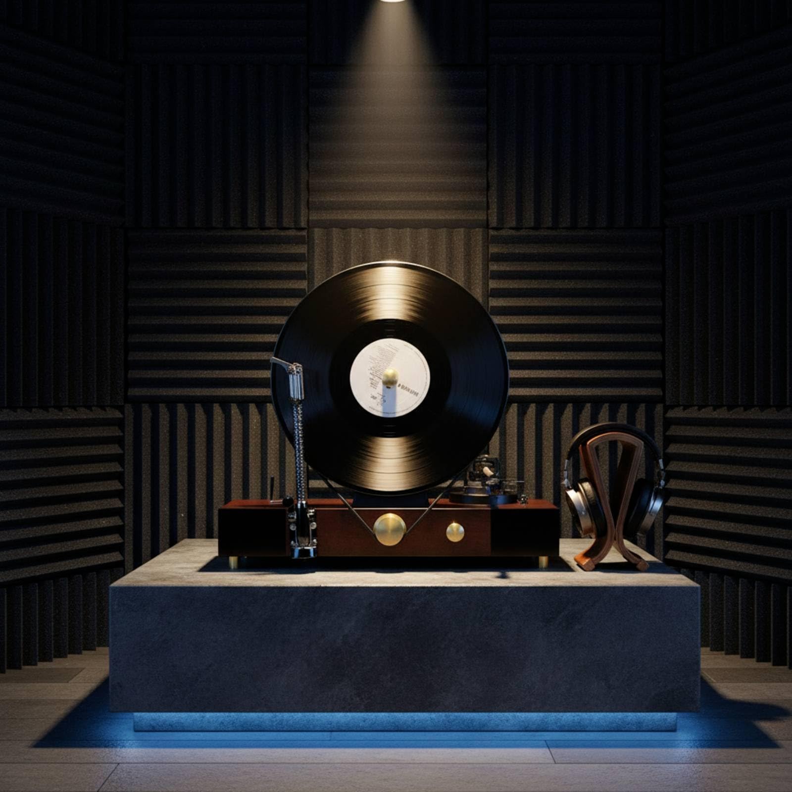 Harilla Giradischi Simulato Scultura Giradischi Vinile Ornamento Musicale Decorazione da Tavolo con Braccio Tono E Disco Verticale Struttura Stabile in Lega
