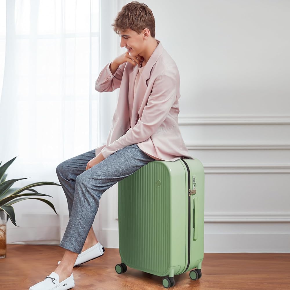 米カーキ Merax Green Lightweight 2-Piece Expandable ABS Hardshell Spinner