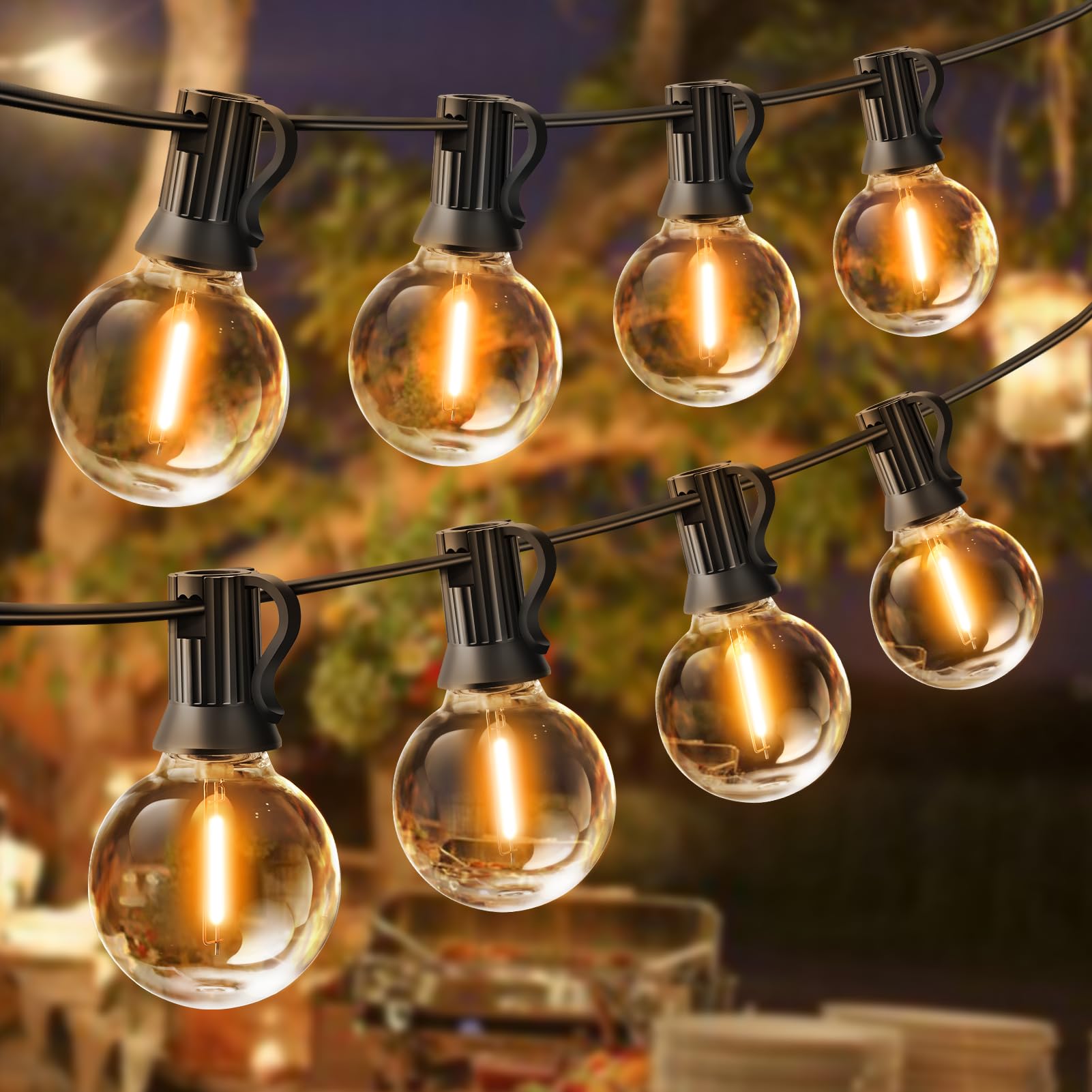Kerry Outdoor String Lights Mains Powered, 45M/150FT Outside Festoon IP45 Waterproof Light with 75+2 G40 LED Globe Bulbs, Shatterproof Garden Lighting for Bistro Backyard Party Cafe Camping