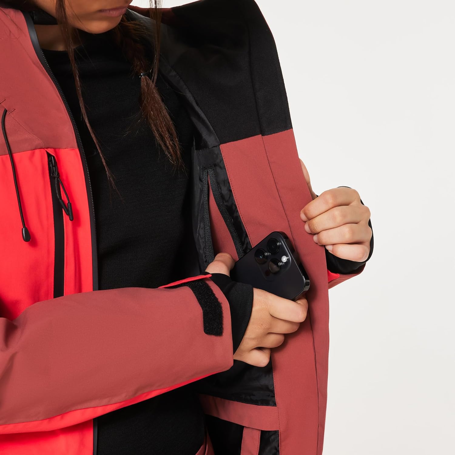 Oakley Womens Kendall Recycled Shell Jacket, Hibiscus Red/Rosewood, Small